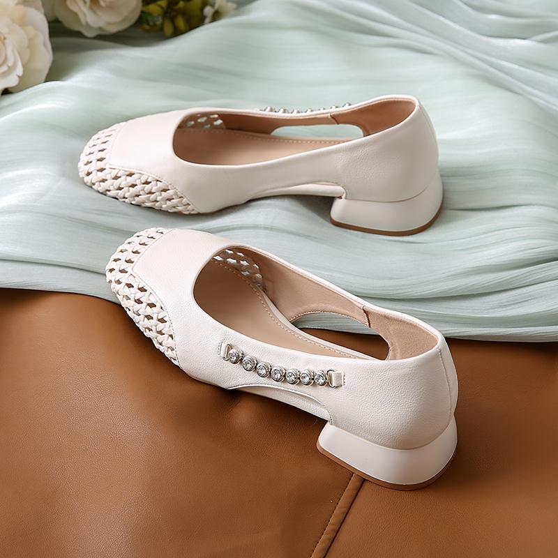 Fashion New 2025 Summer Women's Sandals Elegant Medium Heel Toe Mules Comfortable Office Women's Shoes Buckle Heels Women 545