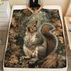 Squirrel,pattern Flannel Blanket, High Quality Comfortable for All Seasons, Home Decor, Warmth and Comfort, Perfect for Gifts.