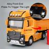 ABAE1 1:32 Alloy Roadblock Transport Vehicle Flatbed Trailer Toy Model Diecast Car Doors Opened Sound Light Toys Christmas Gift Friend