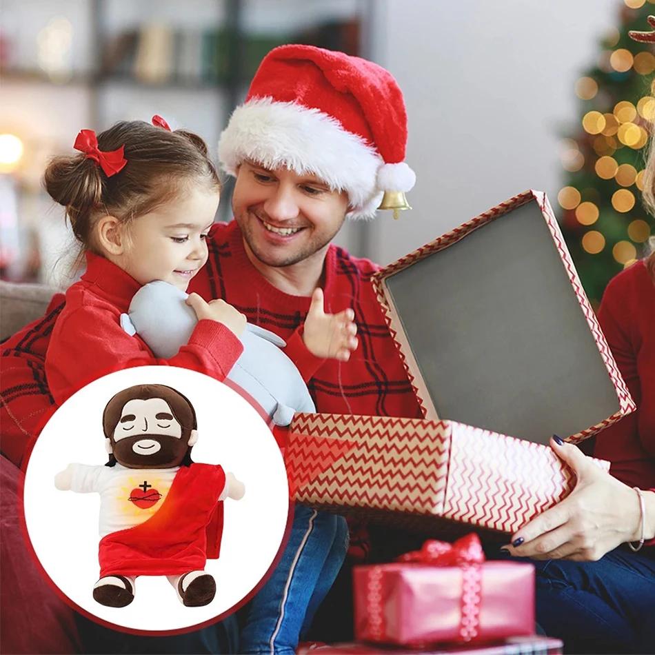 Latest Kids Music Soothing Breathing Doll Jesus Plush Plaything Sleep Companion Plaything Sound And Light Doll Holiday Gifts For Kids