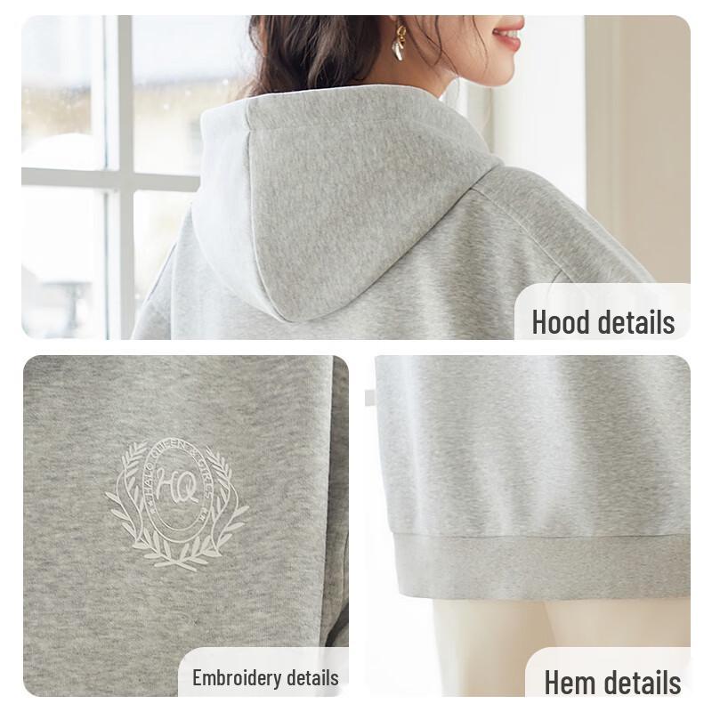 Women's Casual Hooded Zip-Up Sweatshirt Jacket