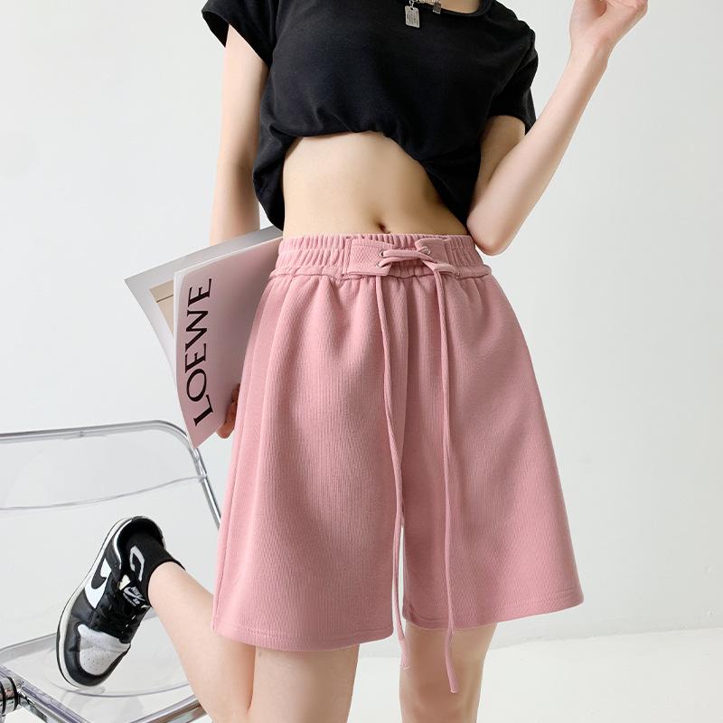Strap-on Sports Shorts Women's Summer New Casual and Thin Wide-leg Pants Straight-leg Outer Wear Women's Five-point Pants