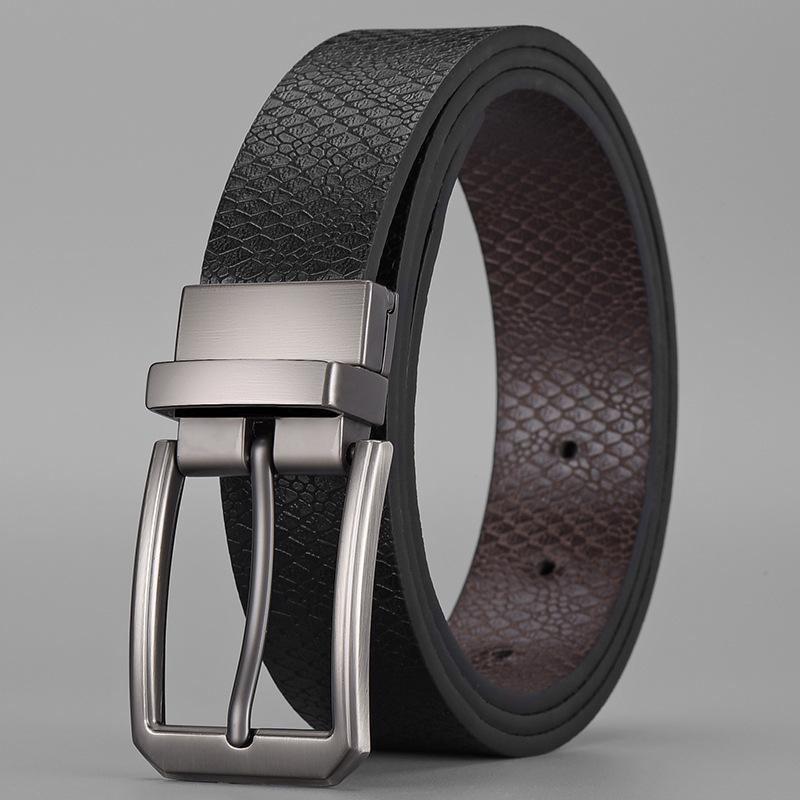 [Dostępny dwustronny] Pasek męski PU obrotowa główka z guzikiem biznesowy casual dekoracja spodnie garniturowe pasek młodzieżowy