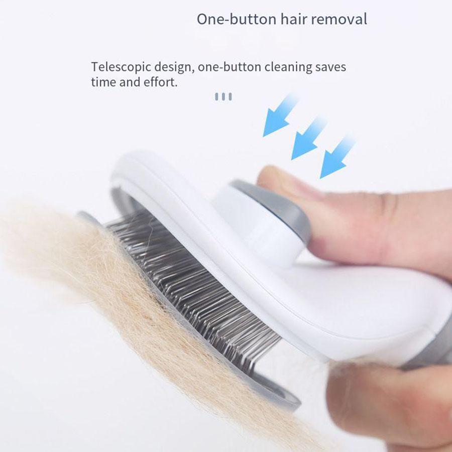 One Click Pet Hair Removal and Cleaning Comb, Rounded Comb for Massaging Pets Without Damaging the Skin