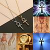 Amulet Talisman Ankh Cross Pendant Necklace Women Crystal Rhinestone Egypt Egyptian Key Life Religious Chain Jewelry Gift