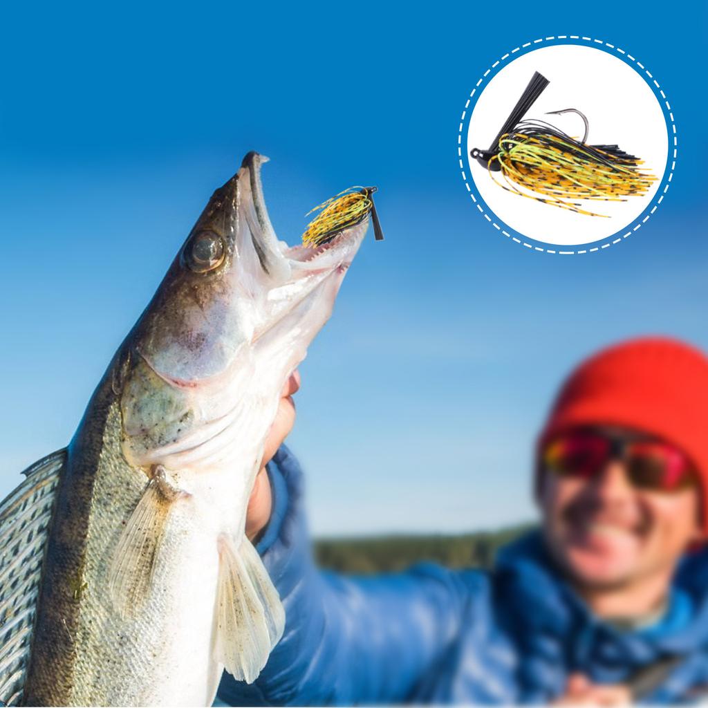 Fishing Jig Head with Weed Guard Bass Fishing Lure Soft Silicone Skirted Hook for Freshwater and Saltwater Angling Tackle