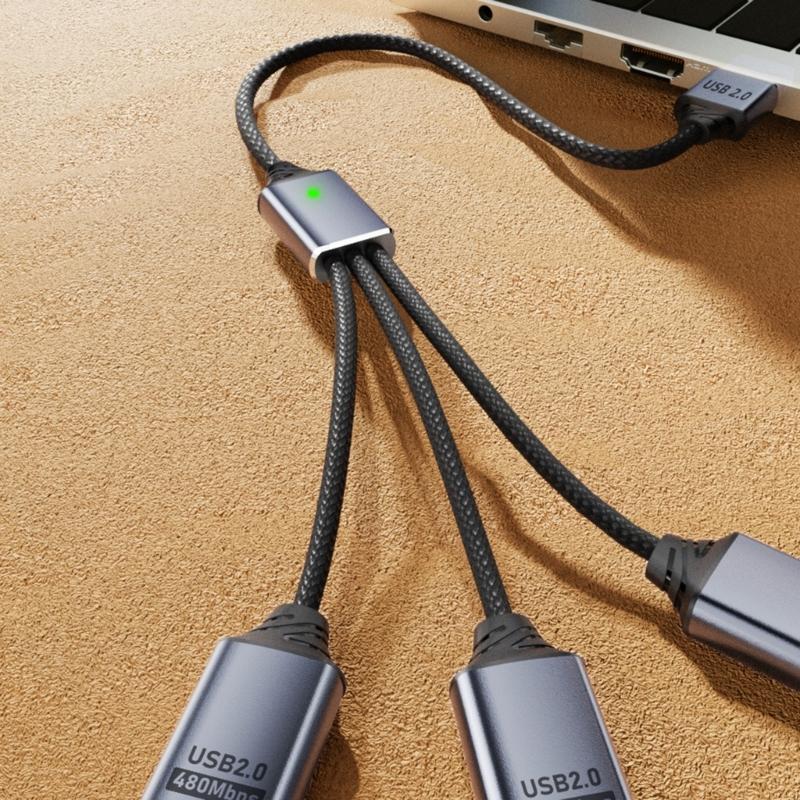 Aluminum USB Hub USB Male to 3 Female Port for OTG Functionality and Enhances Device Connection