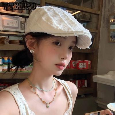 Japanese Women's Forward Hat Fashion Solid Color Beret Art Retro Newspaper Boy Painter Hat
