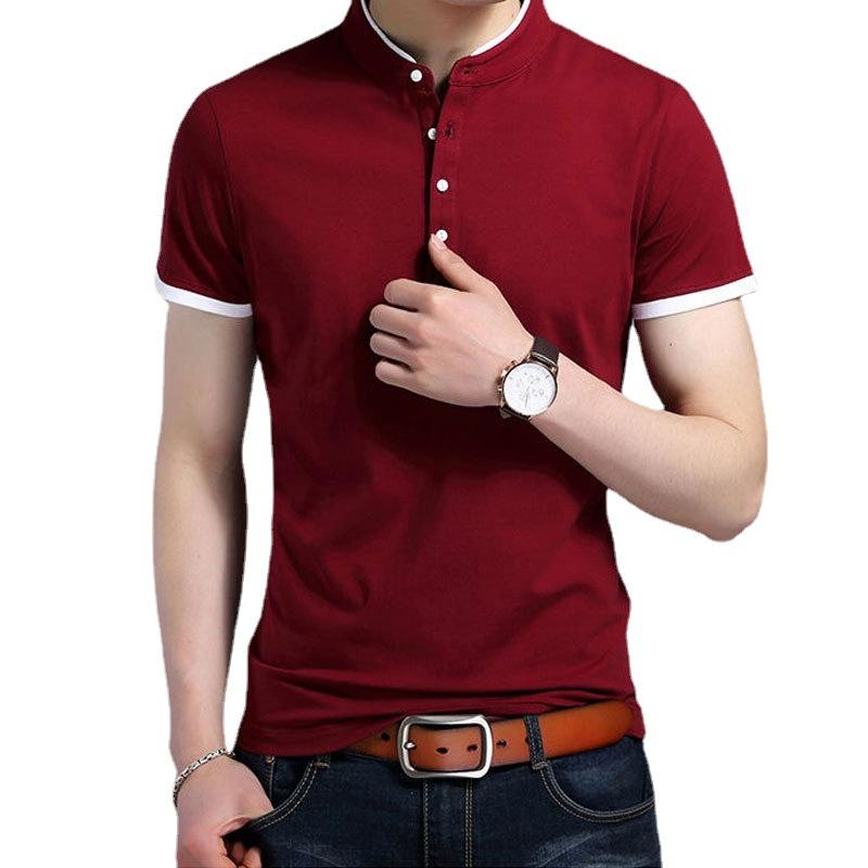 Short-Sleeved T-shirt Men's Summer New Stand Collar Polo Shirt Men Half-Sleeve Bottoming Shirt