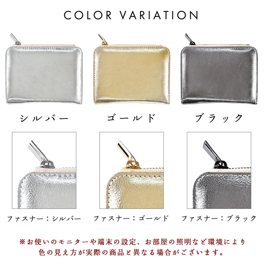 Trendy Yamagishi Metallic Leather Bifold Wallet, Genuine Leather, Compact, Palm-Sized, Women's, WM-D2-03, Gold