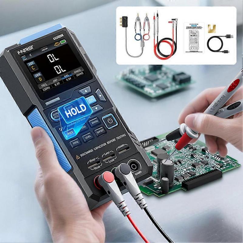 FNIRSI LC1020E Hand-LCR-Brückenmessgerät - Professionelles Handheld-Digitalmultimeter für Widerstands-/Kapazitäts-/Induktivitätsmessung, 100Hz - 100KHz