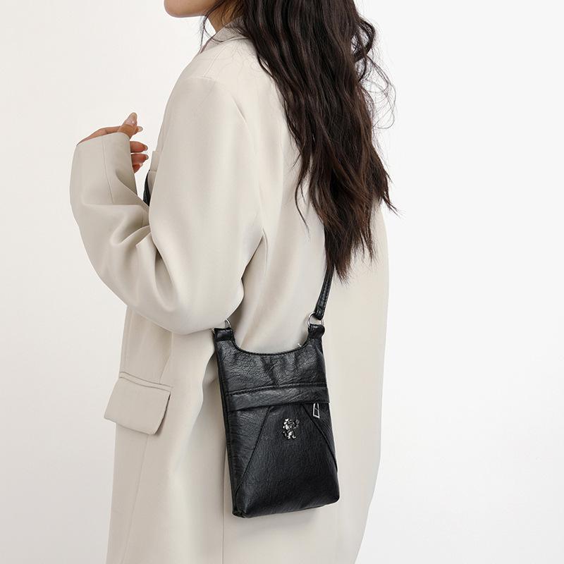 

Текстурированная многослойная сумка, Универсальная сумка через плечо, Сумка кросс-боди, Женская маленькая сумка, Сумка для мамы чёрный