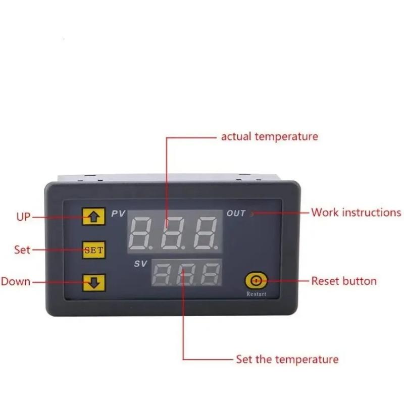 DC 220V LED Digital Thermostat Temperature Controller Temp Sensor Control Relay Waterproof Sensor Thermometer Thermo Controller