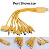10 In 1 Mobile USB Cable Multi Charging Cable Multiple Charger Cable Multiple USB Fast Charging Cord 23cm/9.06in