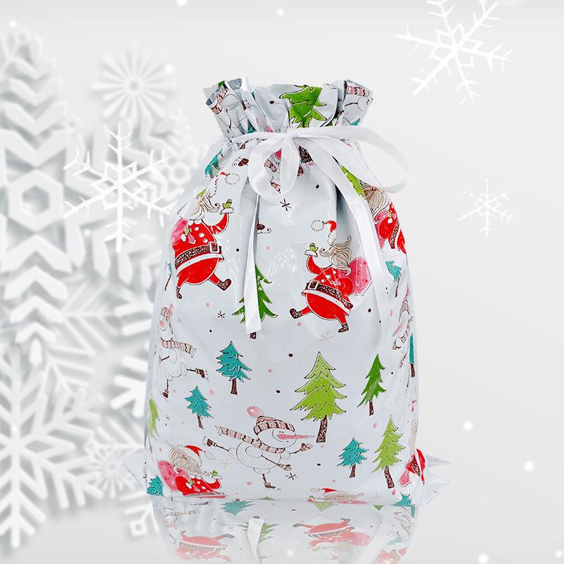 Christmas Drawstring Gift Bags with Santa & Tree Decorations