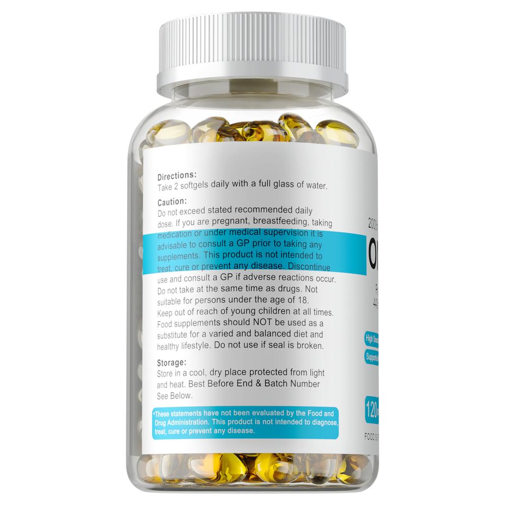 Omega 3 Fish Oil Softgels 120 Count 2000mg — Heart Health Support, Brain Function, Eye Health