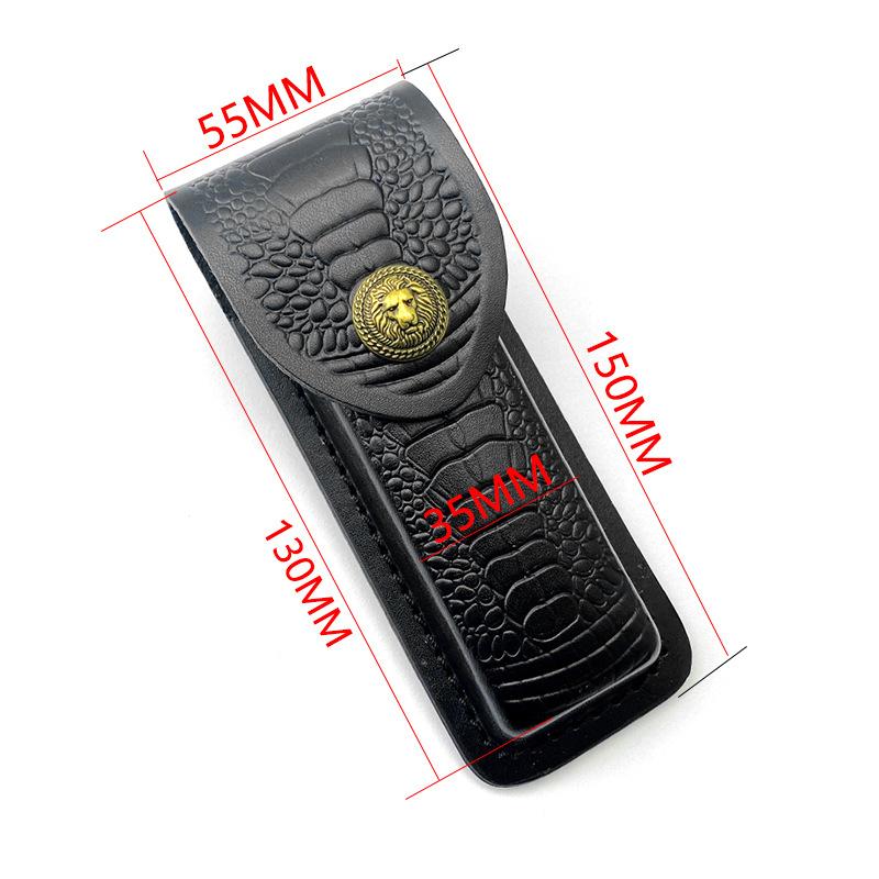 15cm  Foling Knife Holder Embossed Cowhide Scabbard Pocket  Knife Cover Leather Sheath Case  Camping Knife Holsters Belt Buckle