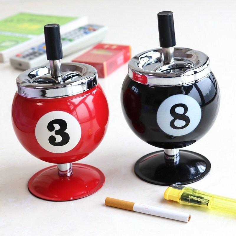 Hot Selling Creative Metal Ashtray Lidded Anti Smoke Ash Flying For Office Billiard Bar KTV Home Decor