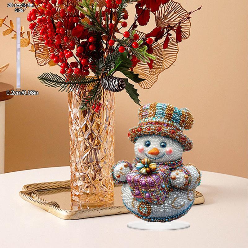 2D Flat, Christmas Snowman Acrylic Desktop Decoration, with Base, Suitable for Wall Decoration, Porch, Room, Villa, Accents Home, Hallway, or Workplac