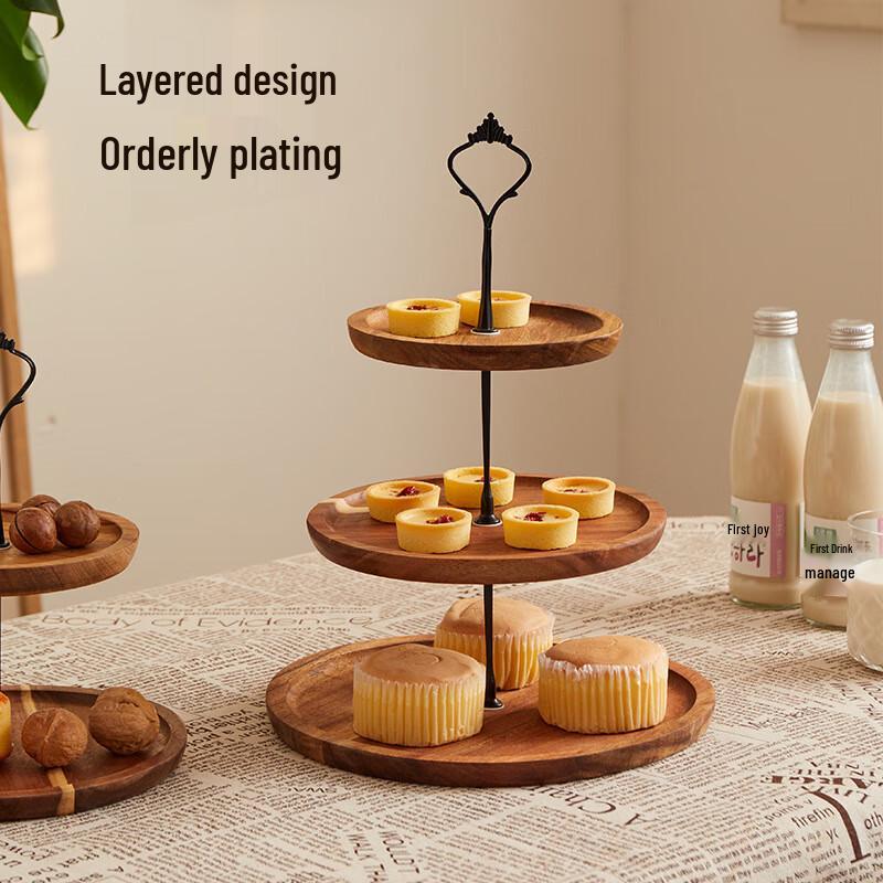 Acacia Wood 2-Tier Snack & Fruit Tray