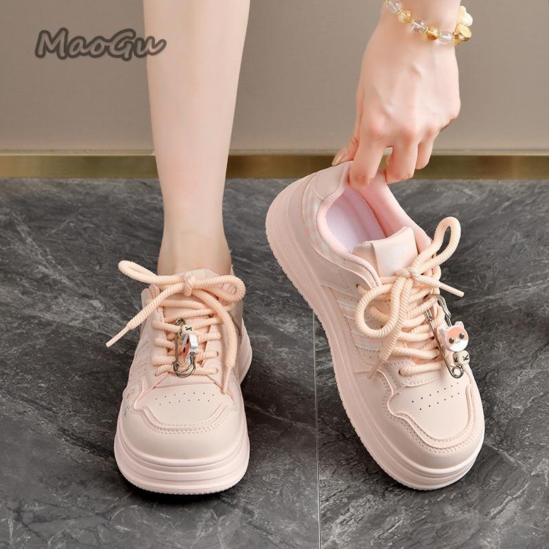 Fashion Thick Sole Women's Vulcanize Shoes Cute Cat's Paw Flat Lace Up Sneakers Korea Style Chic Ladies Casual Shoes School Walking