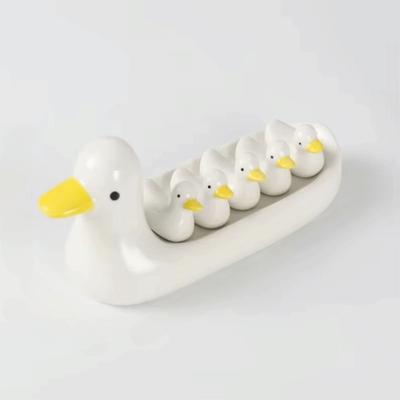 Creative Ceramic Chopstick Stand Cartoon Cute Chopsticks Rest Practical Smooth Surface Duck Chopstick Holder Storage Ornaments