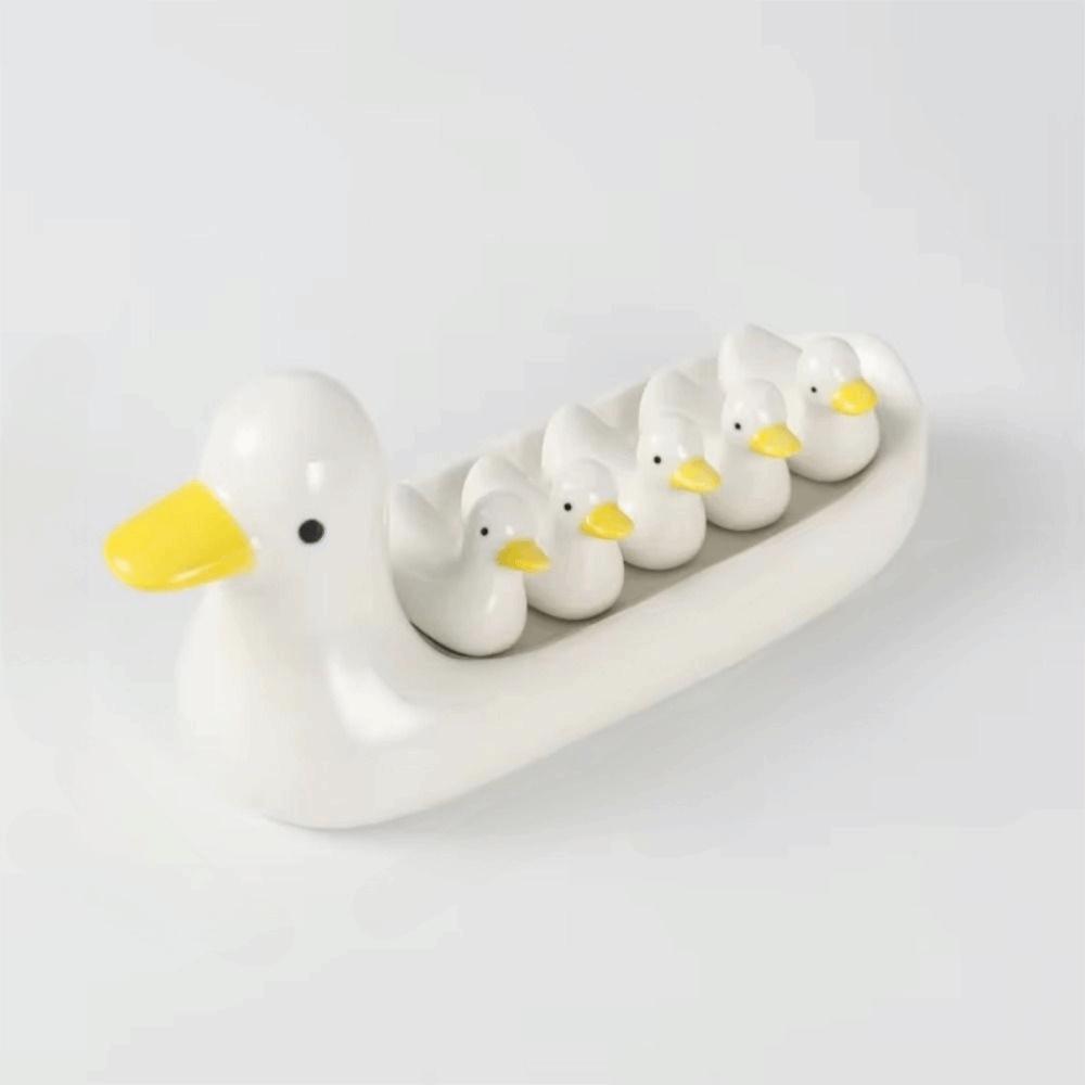 Creative Ceramic Chopstick Stand Cute Cartoon Duck Chopstick Holder Mini Size Duck Shape Chopsticks Rest Table Decoration