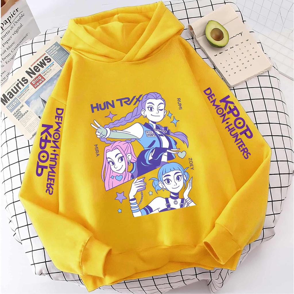 KPop Demon Girls Moda Sudadera Casual Película Nuevo Niños K-Pop Cazadores de Demonios Tops con Capucha Ropa para Niña Pequeña Sudadera con Capucha de Cazadores