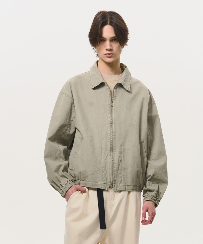 Black Moment Signature Washed Cotton Oversized Blouson [Gray]