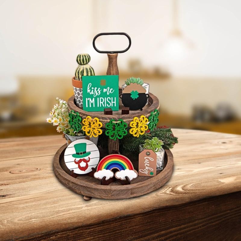 Festive Table Decor Farm Signs Patrick's Day Tiered Tray Bedroom Dormitory Decor Suitable for Patrick's Day Party Supply