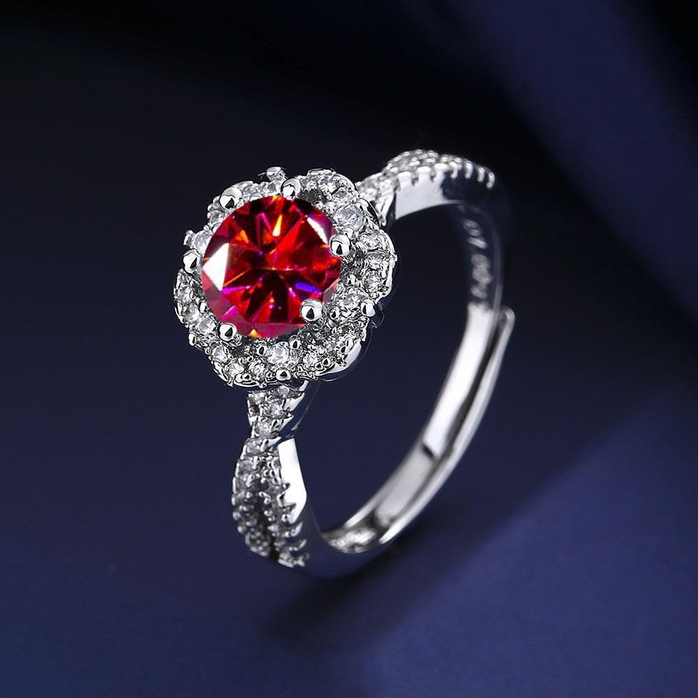2026 Fashion Live Design Micro-studded Diamond Button Wall Plum Blossom Ring Women's Jewelry