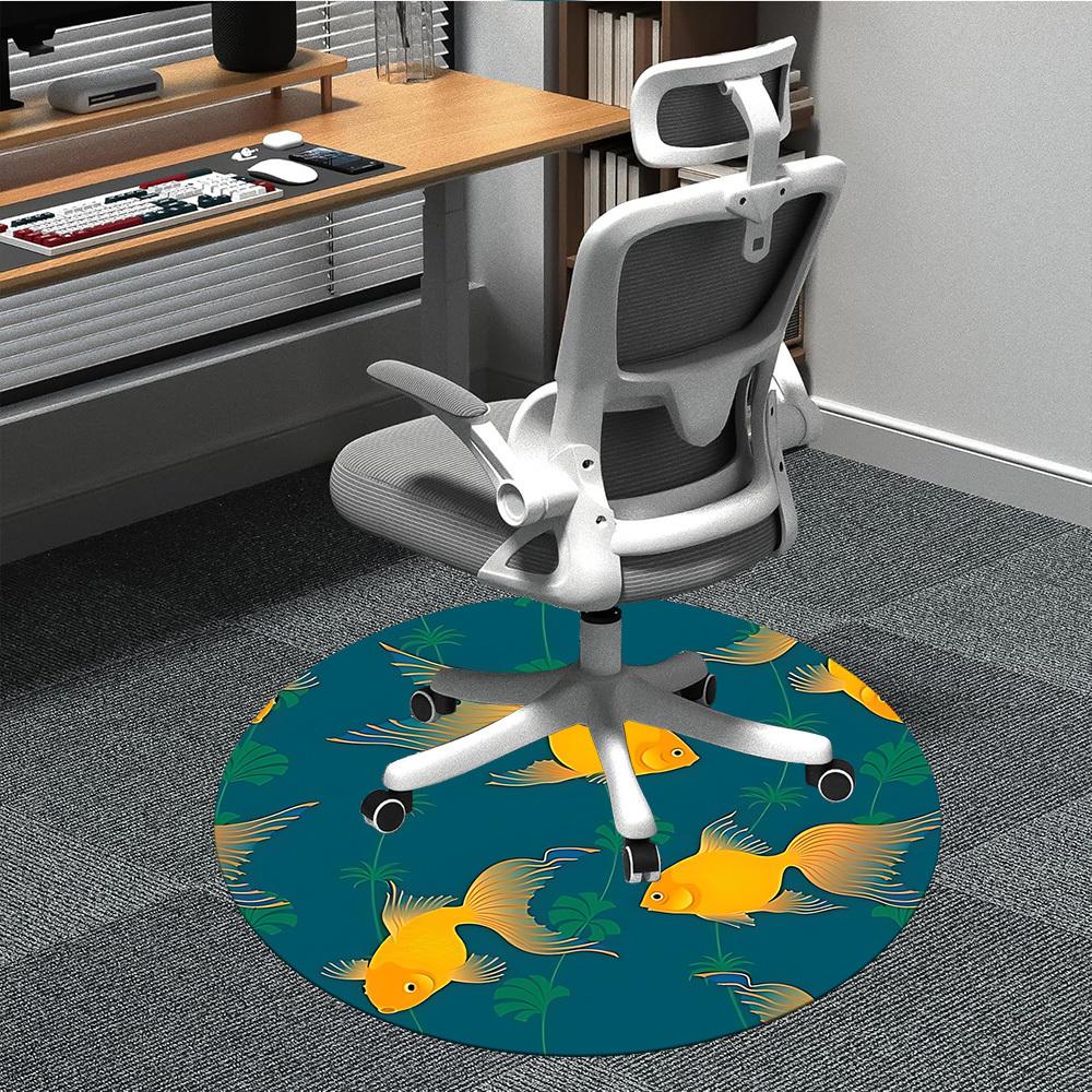 

1PC Goldfish Pattern Chair Carpet for Office, Indoor Non-Slip Washable Carpet, Soft Comfortable Mat For Office Room yy250930185 80cm by 80cm