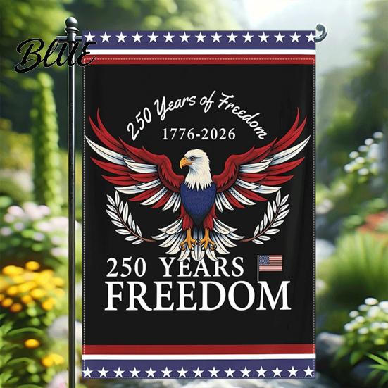 Porch Patriotic Flag 250th Anniversary America Garden 250 Years of Freedom Banner Red Gold Navy 4th July Yard Sign for Independence Day Memorial Gift