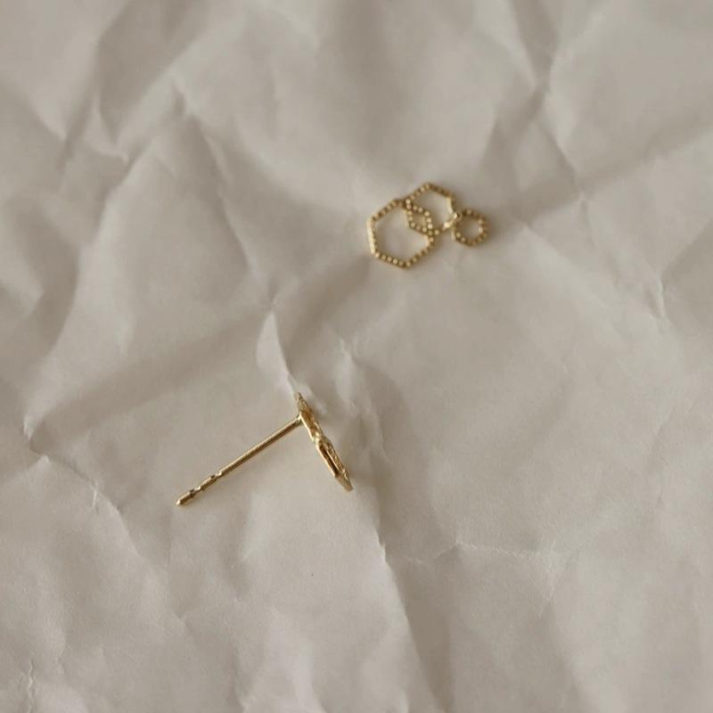 S925 Sterling Silver Gradient Hexagonal Stud Earrings Women's Shiny Mini Everyday Joker Fashionable Earrings Earrings