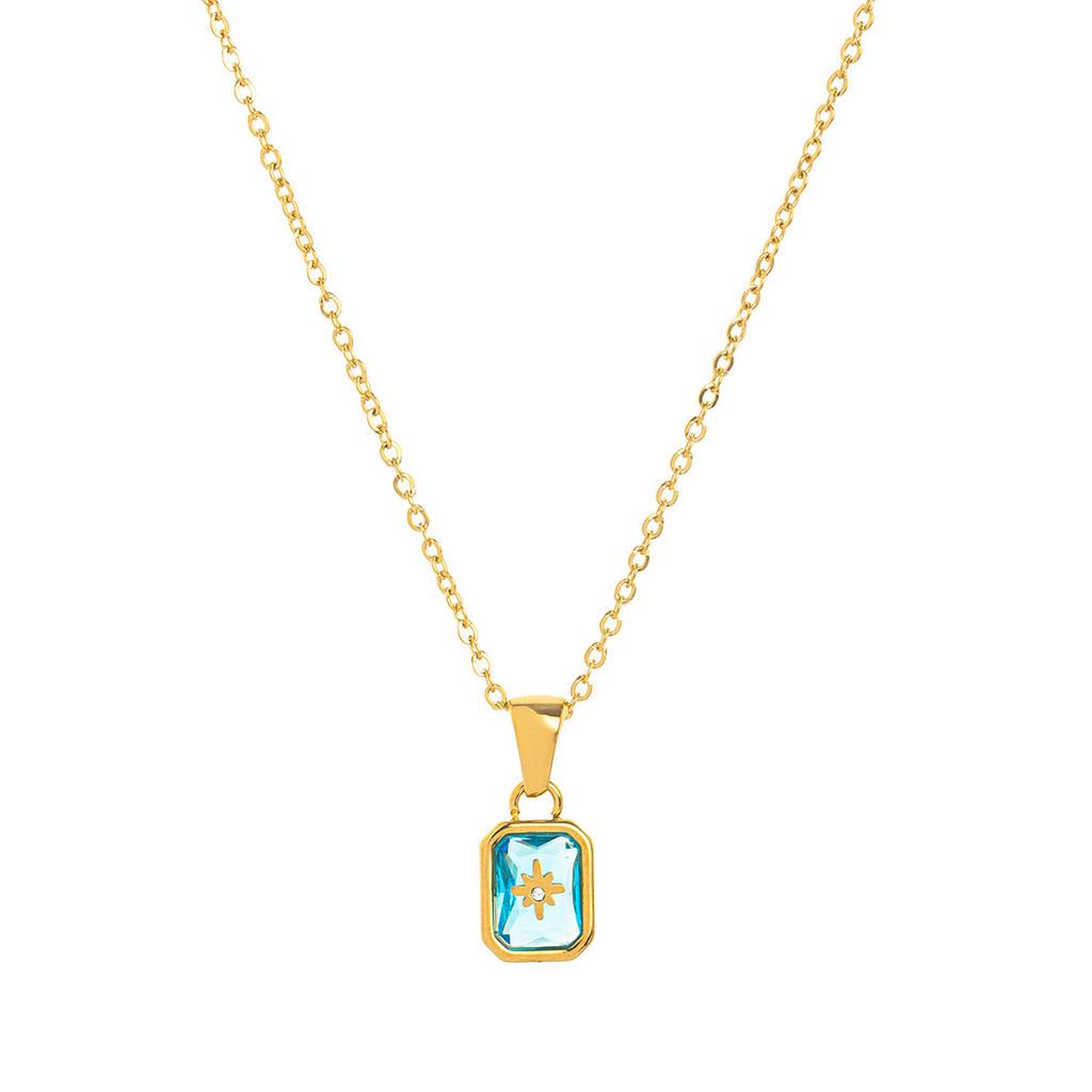Birthstone Zodiac Necklace With Titanium Steel Pendant For Women And Men