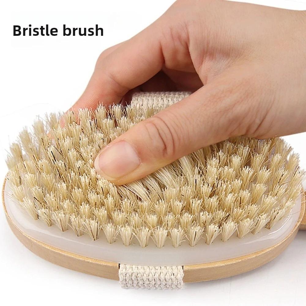 1PC Detachable Long Handle Bath Brush Natural Bristles Wooden Shower Brush Exfoliating Body Scrubber Back Massager Bathing Tools