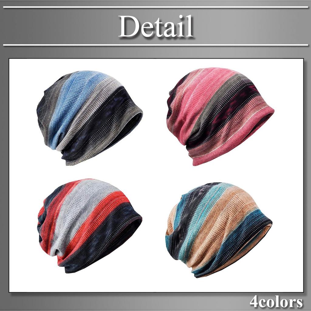 Buzz Selection CAP758 Knit Cap with Striped and (Blue, Fleece-Lined), 2-Way Pattern, Men's Women's