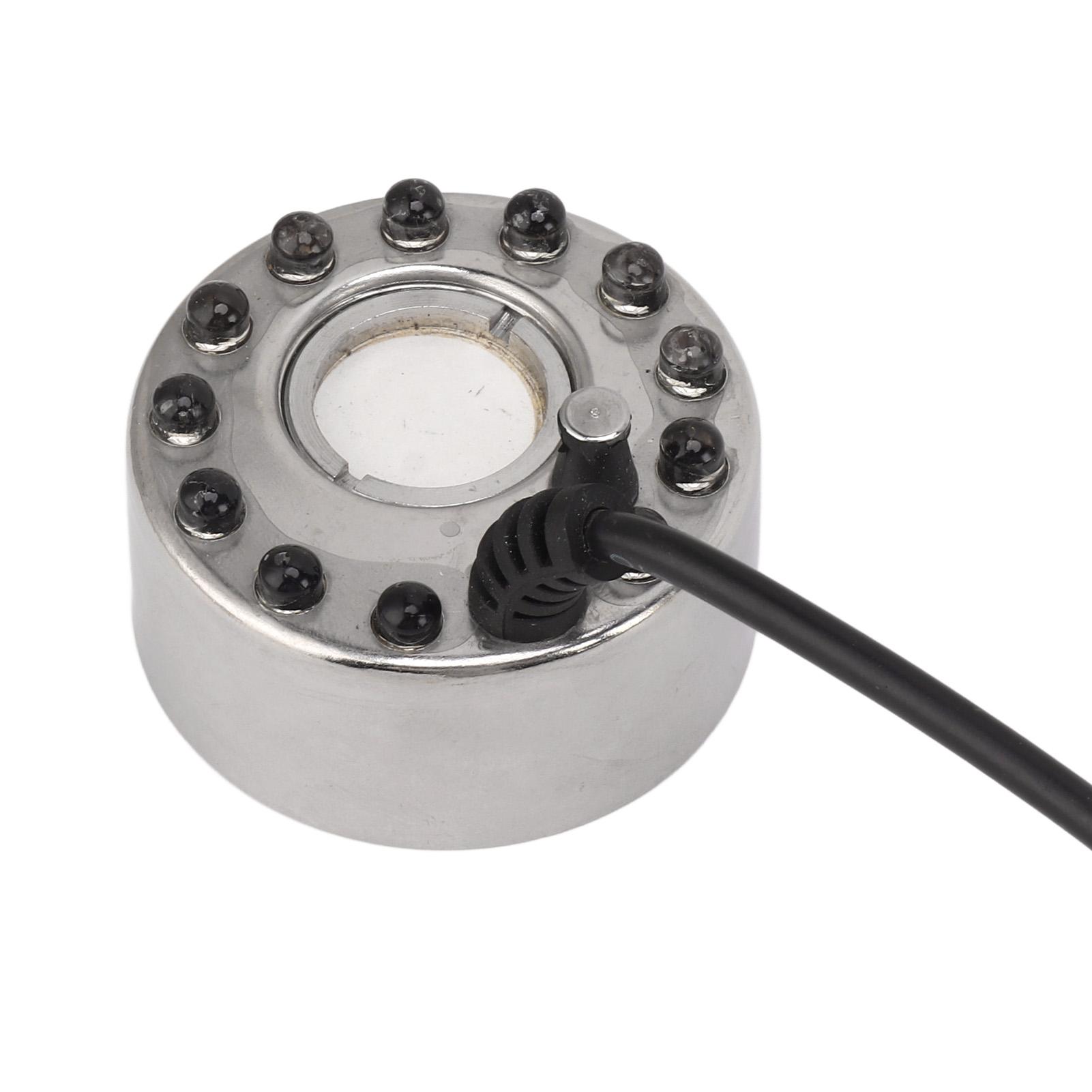 

Color 12 LED Mist Maker Fogger Water Fountain Pond Fog Atomizer Humidifier with DC 5V Interface for Water Fountain Pond