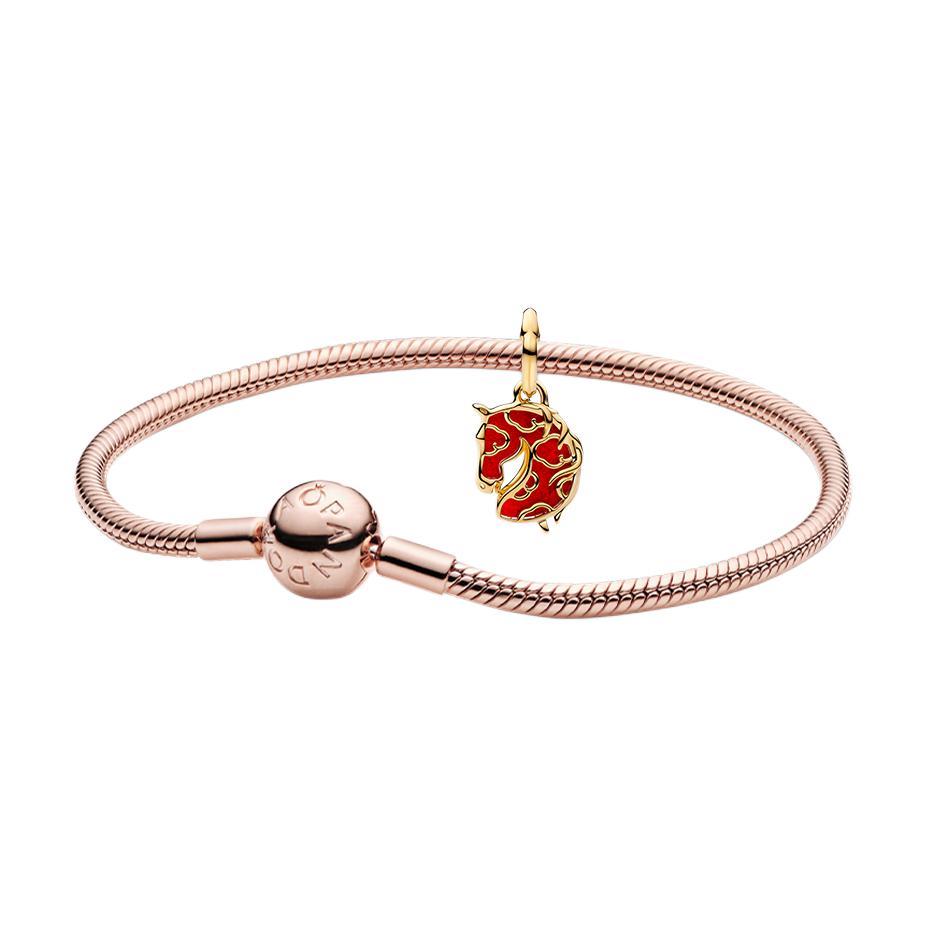 

Pandora Pony Design Bracelet Women bracelets Rose-Gold Red ZT26020402A Box+Shopping Bag,16cm