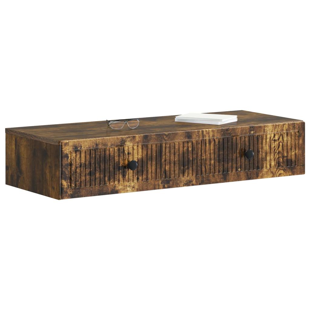 Wall Mounted Side Table Smoked Oak Engineered Wood