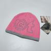 Autumn and winter new graffiti letter contrasting edge knitted cold hat vertical striped wool hat men's and women's pullovers