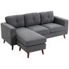 Corner Sofa 192 Cm L-Shaped 3-Seater Sofa with Reversible Chaise Longue, Corduroy Look, for Small Rooms, Dark Grey
