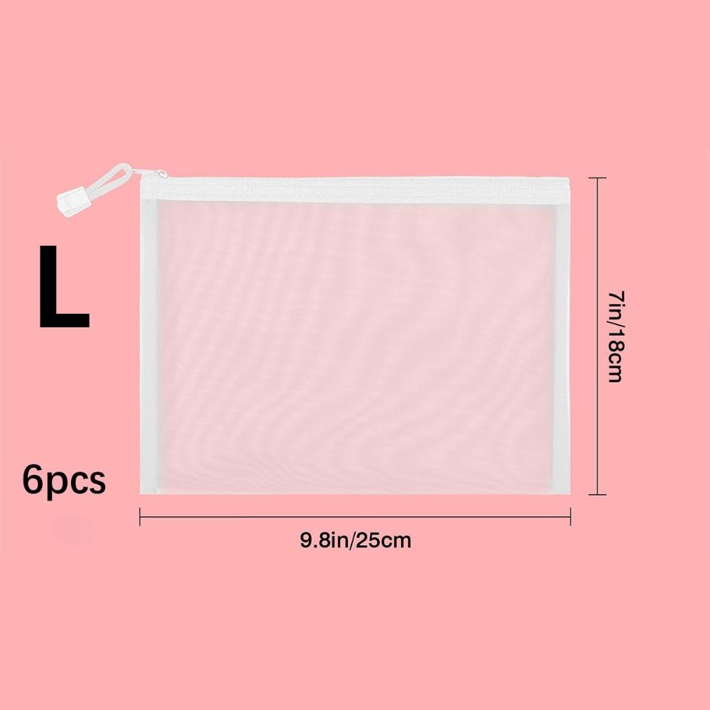 6/12 PCS See-Through Mesh Zipper Pouch Durable Nylon Mini Bag for Travel Makeup Cables Purse Organizer Insert for Toiletries
