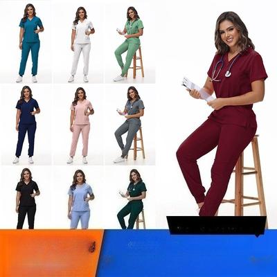 Kombinezon Medyczny Damski Pielęgniarki Jogger Spandex Elastyczny Zestawy Uniformów Pielęgniarskich dla Kobiet Damska Odzież Robocza dla Służby Zdrowia Artykuły