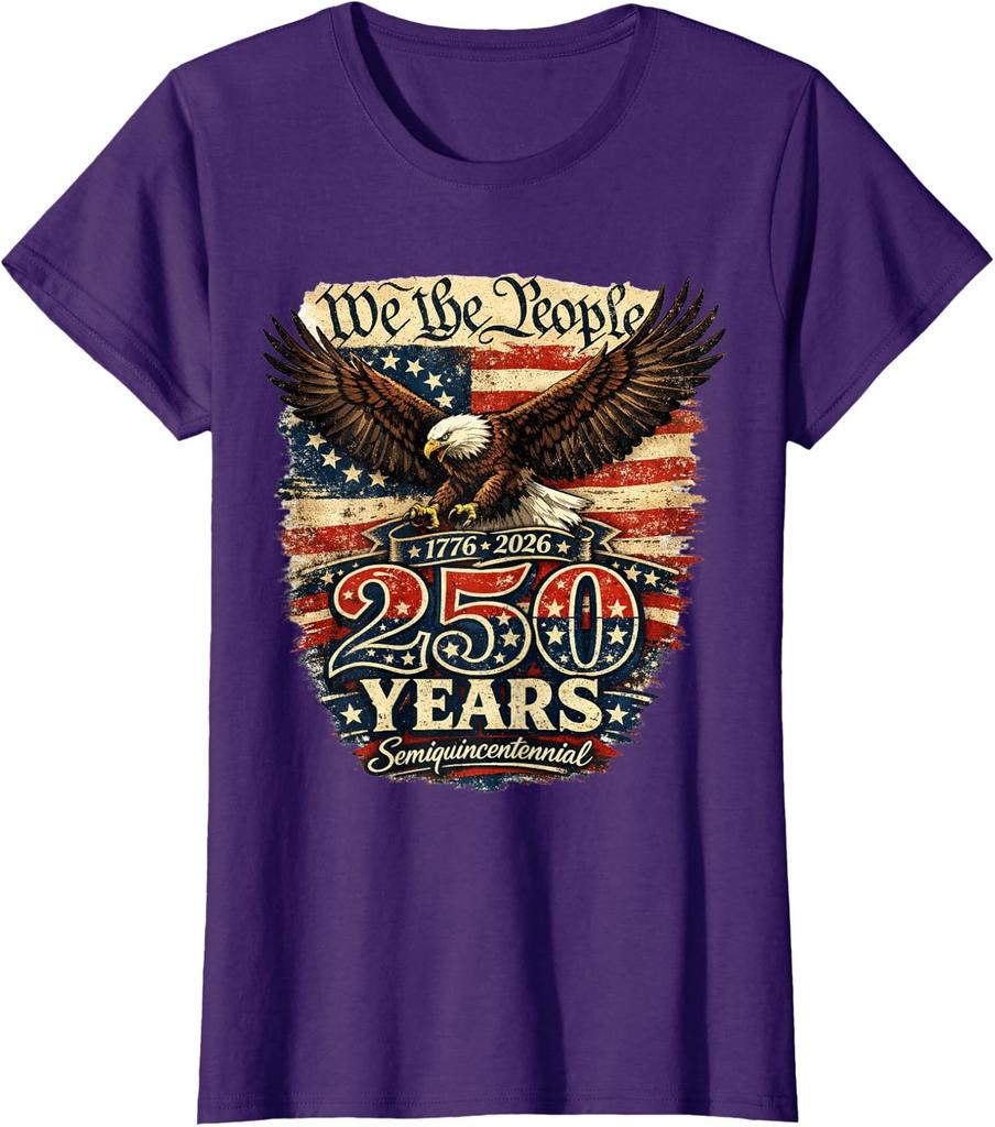 Patriotic 250th USA We The People 250 Anniversary Ladies' Crewneck T-Shirt