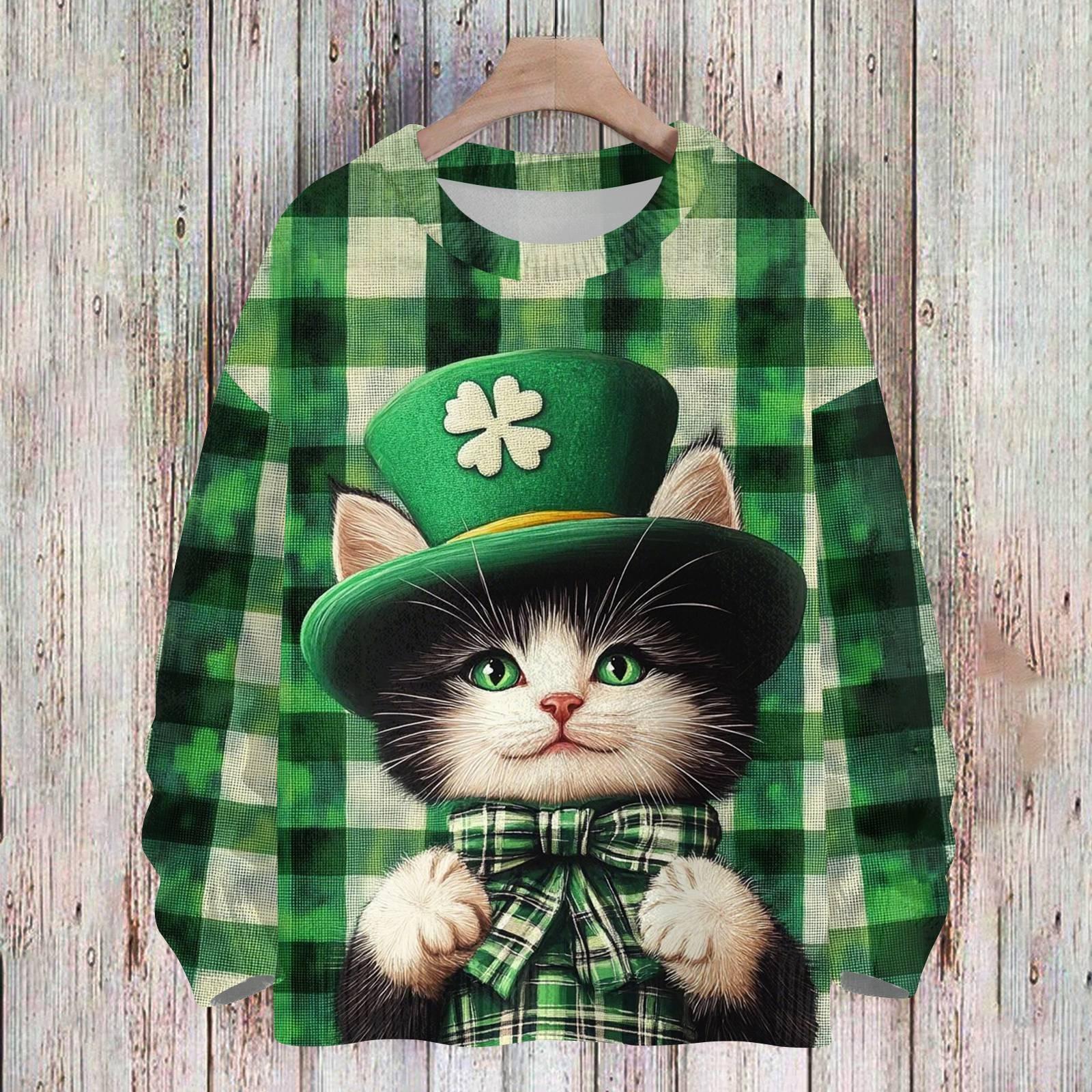 

улица. Свитшоты ко Дню Святого Патрика для детей, вязаные свитера для мальчиков и девочек, симпатичные рубашки, осенние свитера с круглым вырезом, топы 150