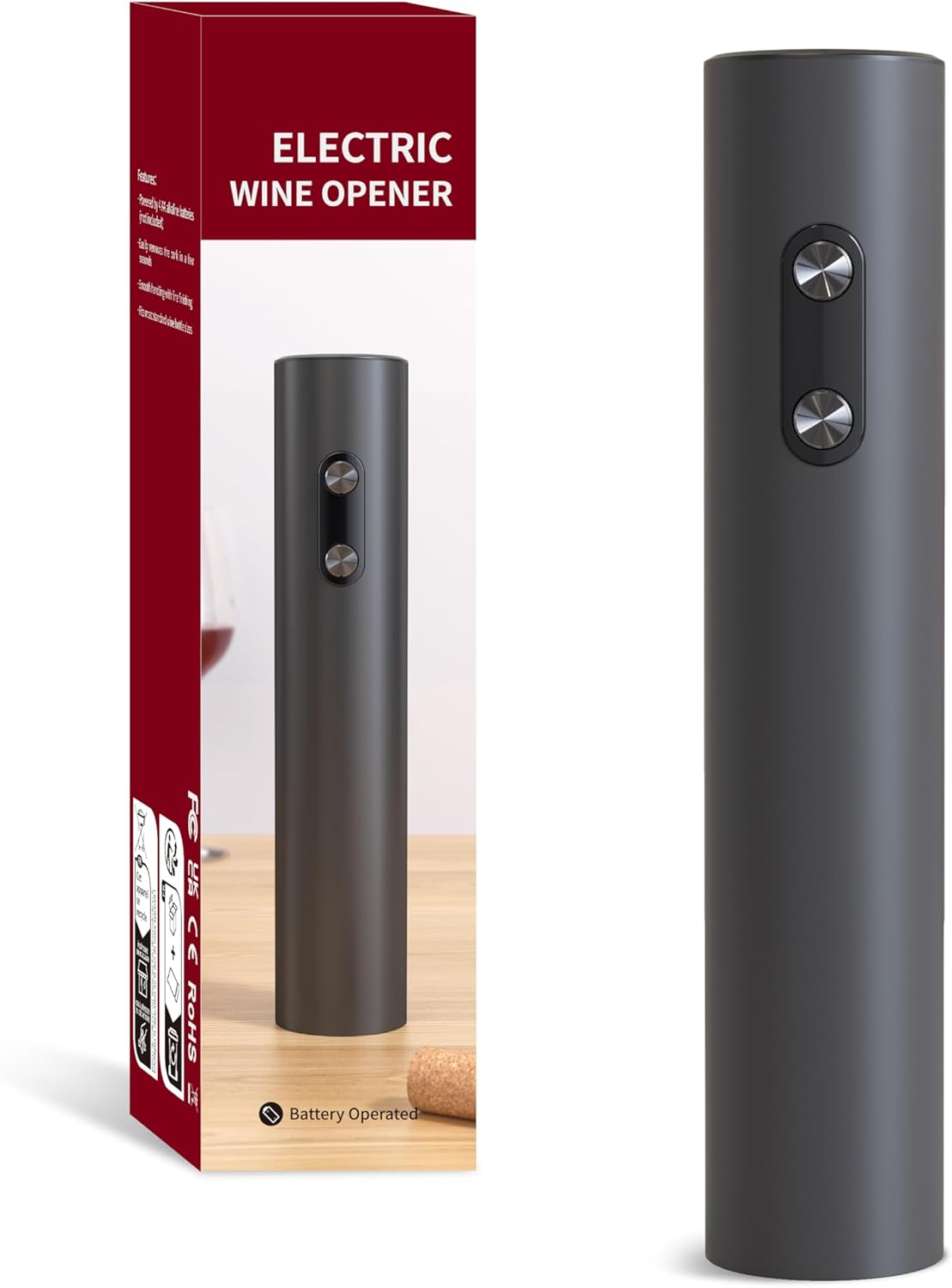 

Electric Wine Opener Battery Operated Wine Bottle Opener Cordless Automatic Corkscrew Fast Cork RemovalBar Party Restaurant