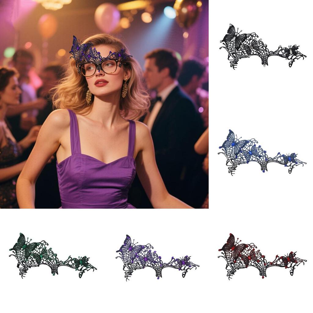 Anna Princess Lace Eye Mask With Rhinestones For Costume Party And Halloween Decor