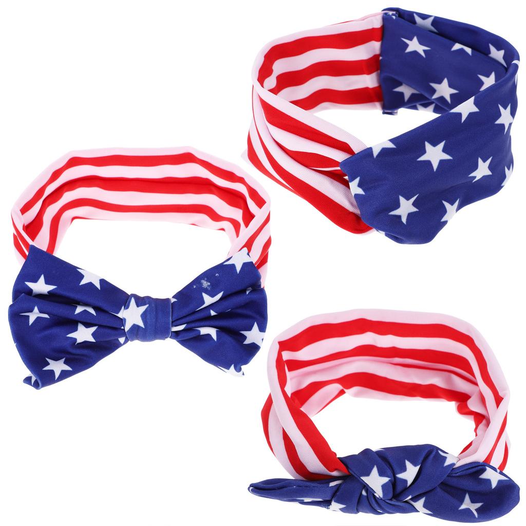 3Pcs American Flag Headband Headdress Holiday Festival Hair Accessories Independence Day Hair Band