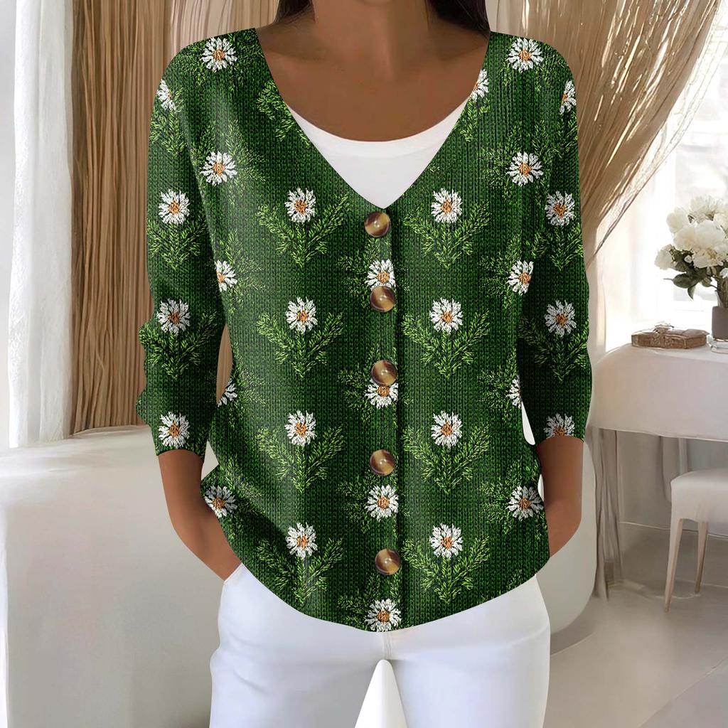 Damenmode Langarm Weihnachten Schneemann Schneeflocke Druck Jacke Strickjacke